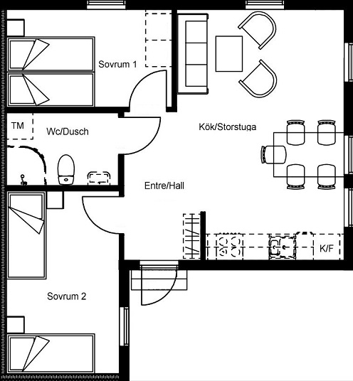 Floor plan at apartment cottage IGMA Lodge